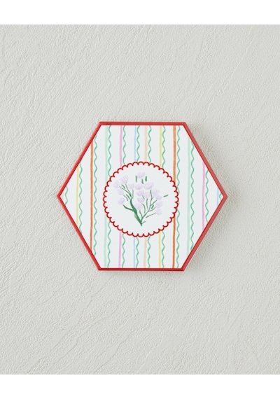 English Home Floral Stripe Seramik Bardak Altlığı 11 Cm Renkli Çok Renkli