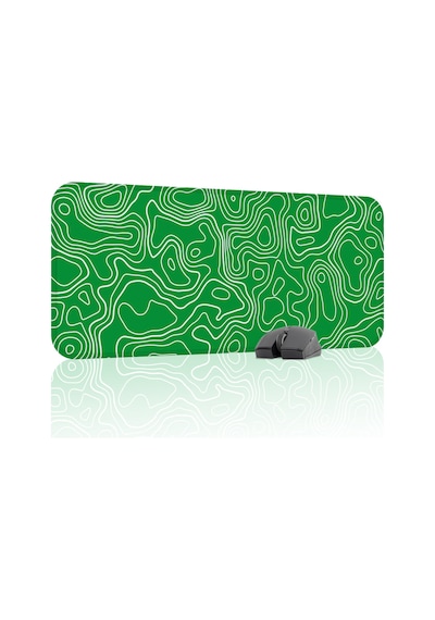 Yeşil Beyaz 70x30 Xl Taraftar Gaming Oyuncu Mouse Pad Kaymaz Taban Büyük Fare Altlığı Topography