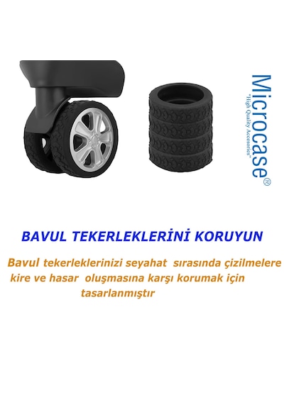 Microcase 8'li Silikon Dayanıklı Ses Önleyici Bavul Tekerlek Kılıfı Al4549