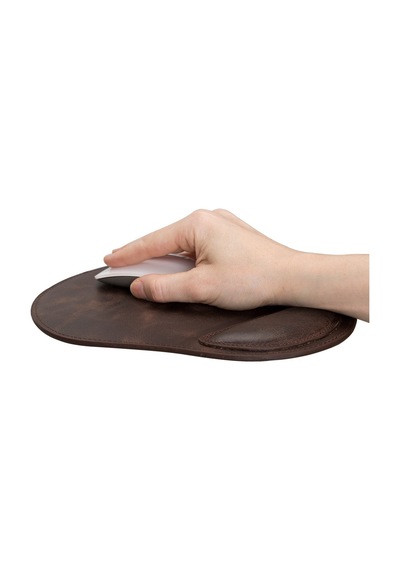 Bileklikli Deri Mouse Pad Antik Koyu Kahve
