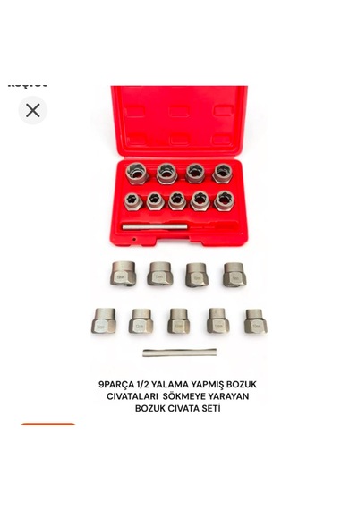 10 Parça 1/2" Yıpranmış Cıvata Ve Bozuk Somun Sökme Lokma Seti