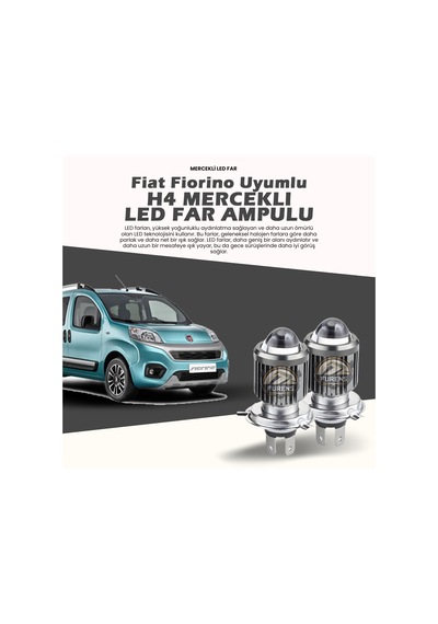 H4 Mercek Led Xenon- Fiat Fiorino Uzun-kısa Çift Renkli