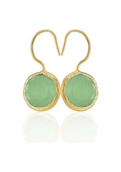 Kadir Jewellery 22 Ayar Altın Kaplama Kadın Taşlı Küpe -el İşçiliği Ve Hipoalerjenik Küpe -e01 Yeşil