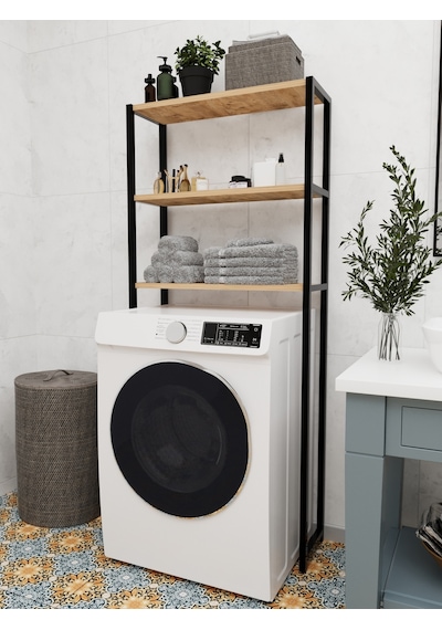Çamaşır Makinesi Üstü Düzenleyici Raf Banyo Dolabı Raf Kahverengi