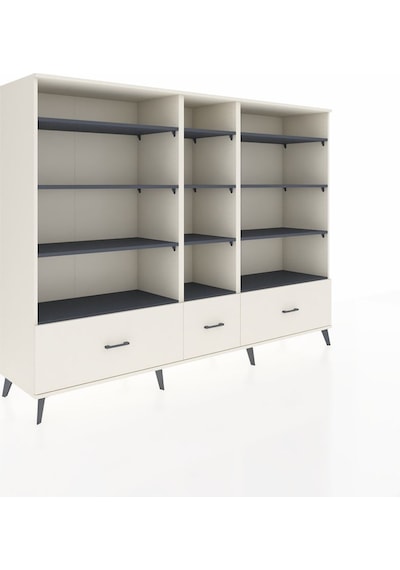Hyperion Dolap 12 Raflı 3 Çekmeceli 220x44x163 Aytaşı-antrasit/a Aytaşı-antrasit/aytaşı