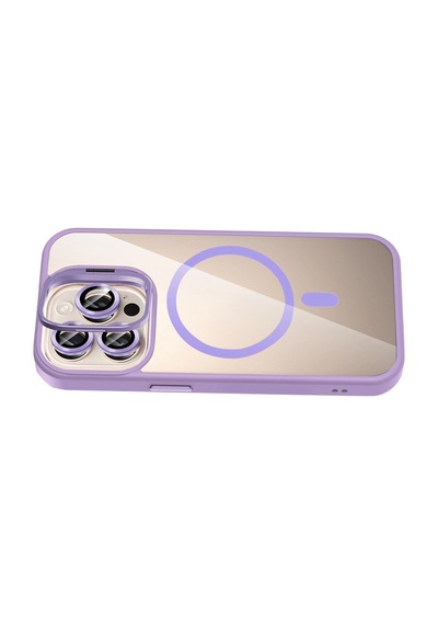 Joko Apple İphone 14 Pro Max Remim Lensli Magsafe Standlı Kapak - Lila 0.2M-Çok Renkli