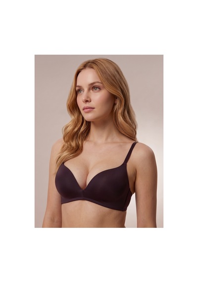 Donlaritta Dolgulu Balensiz Push Up Pamuklu Decolette Sütyen Bordo