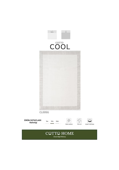 Cotto Cool Cl005g Modern Desen Akrilik Krem Pamuk Tabanlı Salon Koridor Oturma Yatak Odası Halısı