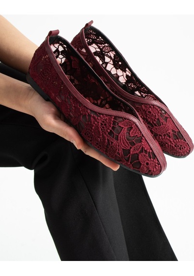 Dabab Shoes Florıa Dantel Kadın Bordo Düz Babet Dantel Dokuma Çiçek Desenli Zarif Günlük Ayakkabı Dabab Shoes Florıa Dantel Kadın Bordo Düz Babet Dantel Dokuma Çiçek Desenli Zarif Günlük Ayakkabı