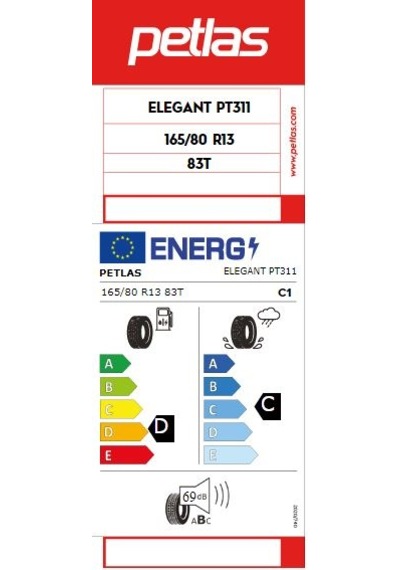 Petlas 165/80 R13 83T Elegant Pt311 Yaz Lastiği 2023