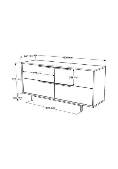 Yurudesign Ocean Konsol 4 Kapaklı Metal Ayaklı 160cm Sepet On3-s