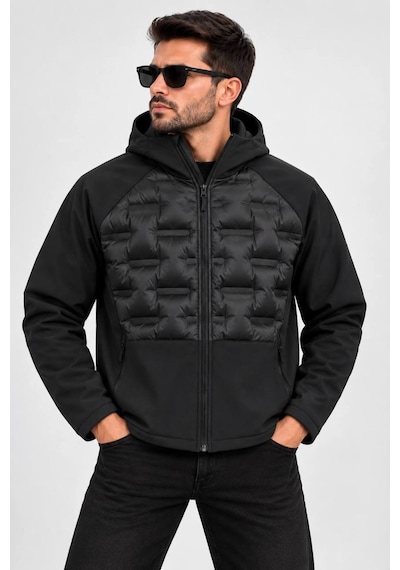 Hk Premium Erkek Parmak Baskı Kapitone %100 Polyester Hibrit Softshell Kapüşonlu Şişme Mont Siyah Hk Premium Erkek Parmak Baskı Kapitone %100 Polyester Hibrit Softshell Kapüşonlu Şişme Mont Siyah