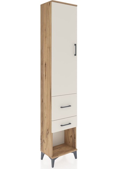 Arges Dolap 2 Raflı 2 Çekmeceli Tek Askılı 44x30x221 Çam-aytaşı Çam