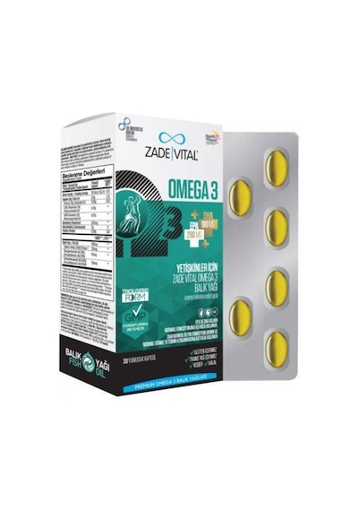 Zade Vital Omega 3 Balık Yağı 900 Mg Yetişkinler Için 30 Kapsül