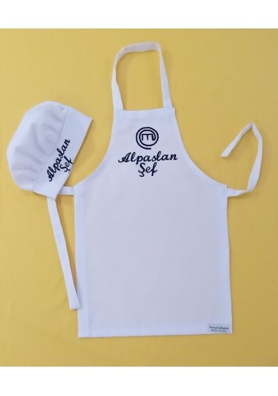 Moms And Babies Çocuk Mutfak Ve Etkinlik Ana Okulu Önlüğü İsme Özel Nakış Desenli 0- 14 Yaş Beyaz