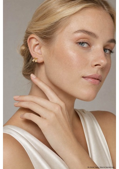 Rose 18 Ayar Sarı Altın Kaplama Gümüş Flat-lobe Piercing