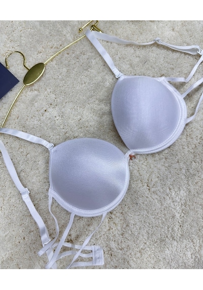 Le Jardin Valeria Biyeli Taşlı Mikro Push-up Arkası İp Detaylı Sü Beyaz