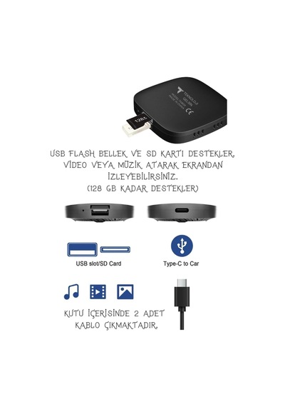 Tr Kablosuz Carplay Ve Android Auto Adaptörü, 2gb Ram 32gb Rom, Türkçe Arayüz, Netflix Ve Youtube Destekli