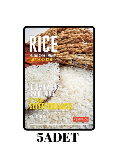 Dermal 5 ADET Superfood Pirinç Maskesi Aydınlatıcı ve Pürüzsüzleştirici Etki