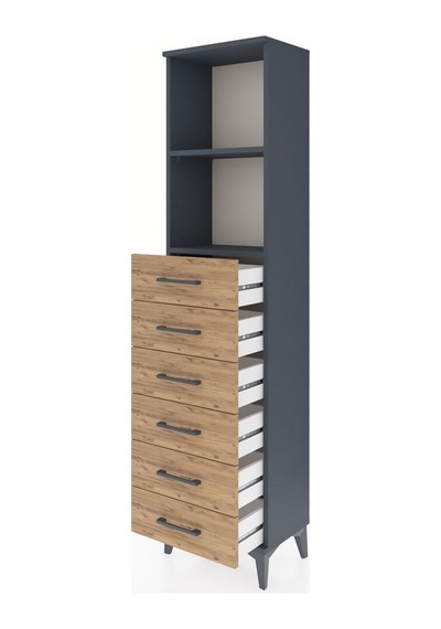 Arges Dolap 2 Raflı 6 Çekmeceli 44x30x182 Antrasit-çam Antrasit
