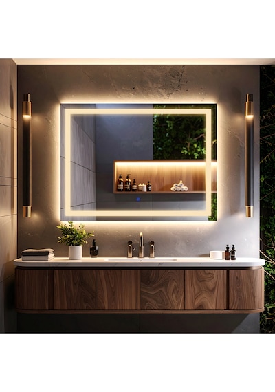 Rectango Günışığı Kumlamalı Lavabo & Banyo Aynası Dokunmatik Sensörlü 80 X 60