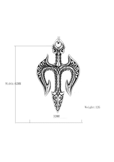 Paslanmaz Çelik Poseidon Mızrak Erkek Kolye / 70 Cm Zincirli