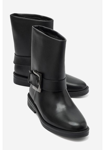 Luvi Shoes Davıe Siyah Tokalı Kadın Bot