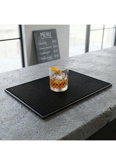 Lüx Bar Matı 43x28 Cm Kaymaz Siyah Kauçuk Bar Ve Bulaşık Matı - Dayanıklı Dökülme Ve Servis Matı 450 Gr Bar Diğer