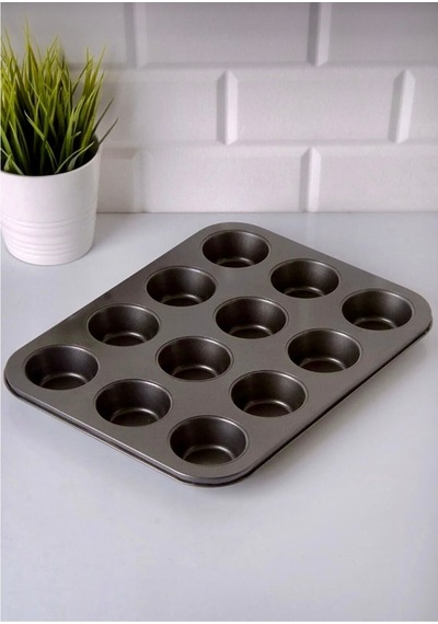 12 Li Muffin Kek Kalıbı,cupcake,browni Kabı Kek Kalıbı Muffin Kalıp Gri Gri