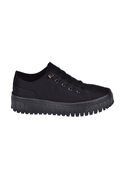 Gamelu Kalın Taban Kadın Spor Ayakkabı Sneaker Ek-canvas-z Siyah