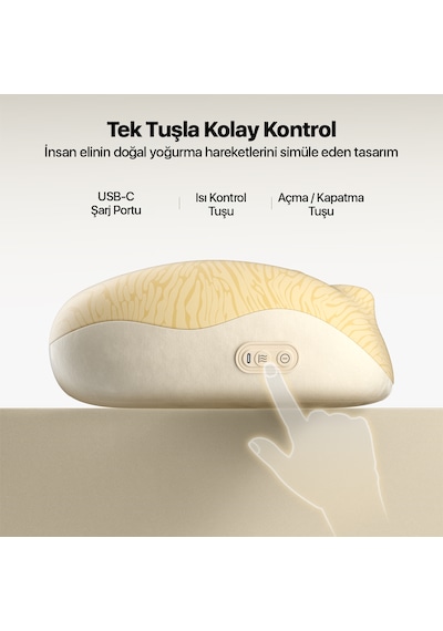 Skg 8511 Presso Kablosuz Memory Foam Masaj Yastığı 3d Yoğurmalı 4 Masaj Modu Isı Terapisi Boyun, Omuz, Bel, Bacak Bej - Sarı
