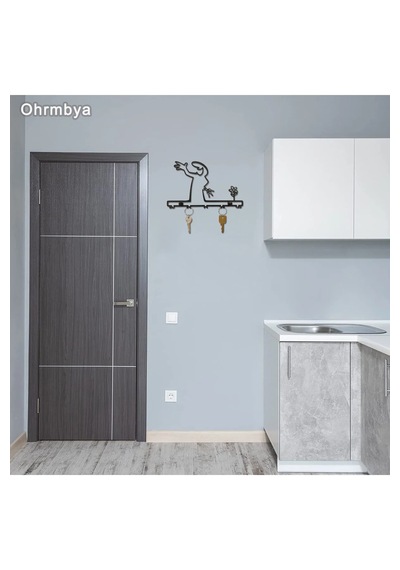 Myc Metal Anahtarlık Askılığı - Minimalist Kuş Figürlü Duvar Dekoru Siyah 32x16