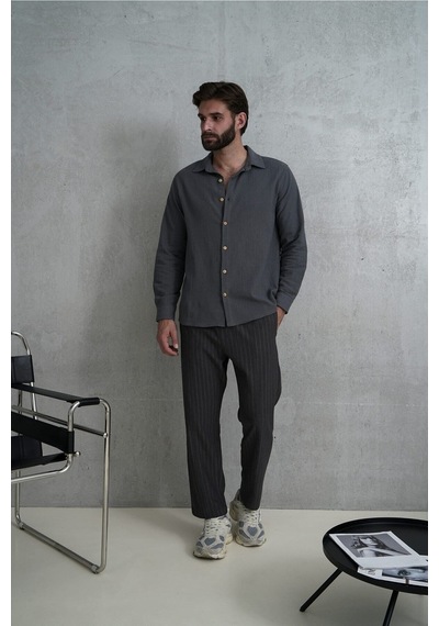 Mai Collection Mai Studios Co. Wesley Erkek Oversize Krinkıl Antrasit Gömlek Antrasit Mai Collection Mai Studios Co. Wesley Erkek Oversize Krinkıl Antrasit Gömlek Antrasit