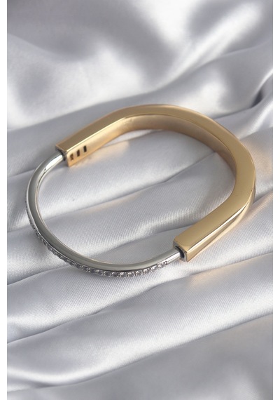 Ezoconcept 316l Çelik Gold Gümüş Renk Zirkon Taşlı Tiffany Vıp Seri Kadın Kelepçe Çok Renkli