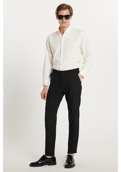 Tudors Erkek Slim Fit Dar Kesim Chino Yandan Cepli Pamuklu Siyah Pantolon-35721 Siyah