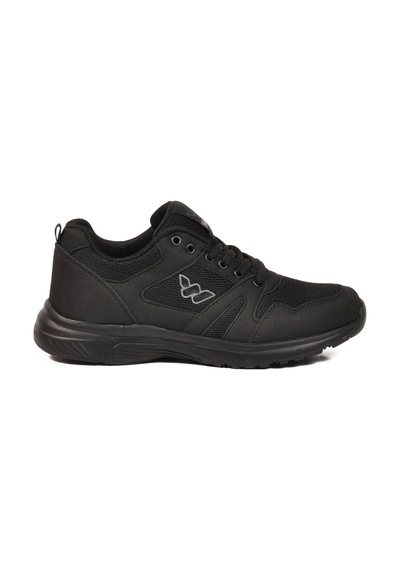Walkway Siyah Fileli Hafif Bağcıklı Esnek Unisex Spor Ayakkabı 020 G