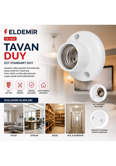 Asel E27 Tavan Duy - Kolay Montajlı- 30'li Paket Diğer