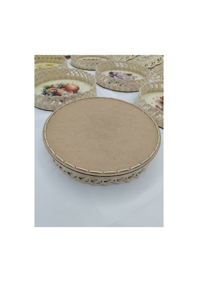 %100 Doğal El Yapımı 1. Sınıf Mdf Tabanlı Kabak & Çiçek Temalı Dekoratif Rattan Sunum Tepsisi 30 Cm, 6 Cm, 2 Mm