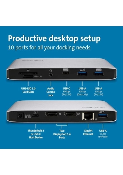 Kensington Sd2480t Thunderbolt 3 Ve Usb-c Çift 4k Bağlantı İstasyonu