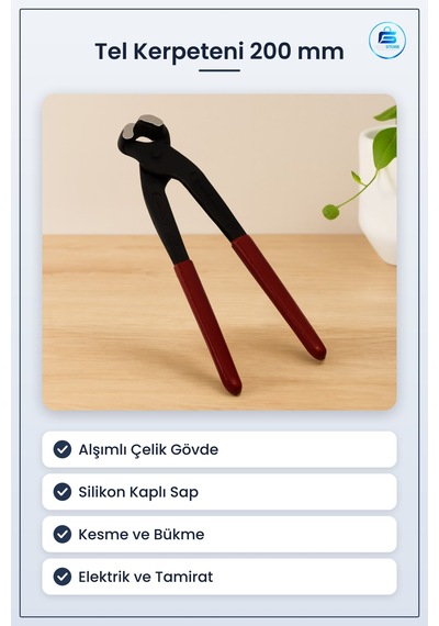 Kerpeten 200 Mm Siyah Silikon Saplı Alaşımlı Çelik Kesici Tel Ker