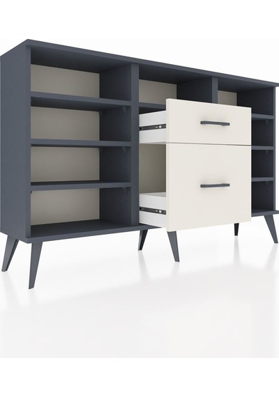 Arges Konsol 7 Raflı 2 Çekmeceli 132x30x83 Antrasit-antrasit/aytaşı Antrasit/aytaşı Arges Konsol 7 Raflı 2 Çekmeceli 132x30x83 Antrasit-antrasit/aytaşı Antrasit/aytaşı