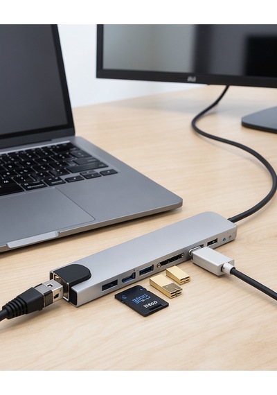 8 Port Type-c Hub Usb Hdmı Rj45 Sd Tf Kart Okuyucu 0
