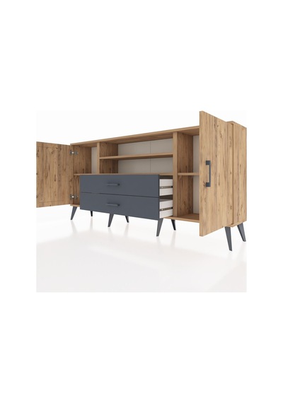 Arges Konsol 4 Raflı 2 Çekmeceli 2 Kapaklı 176x30x83 Çam-çam/antrasit Çam/antrasit Arges Konsol 4 Raflı 2 Çekmeceli 2 Kapaklı 176x30x83 Çam-çam/antrasit Çam/antrasit