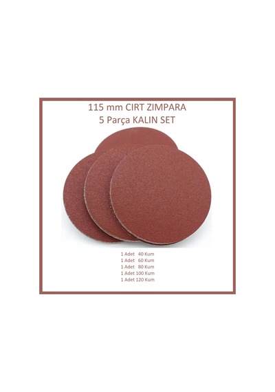 115 Mm Cırt Zımpara Seti, 5 Parça, Kalın