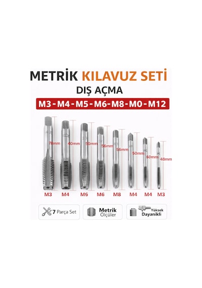 Senbang Metrik Kılavuz Seti M3 M12 Diş Açma Kılavuzları M3 M4 M5 M6 M8 M10 M12