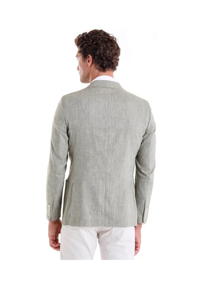 Hatemoğlu Olive Slim Fit Düz Sivri Yaka Kruvaze Casual Ceket Yeşil
