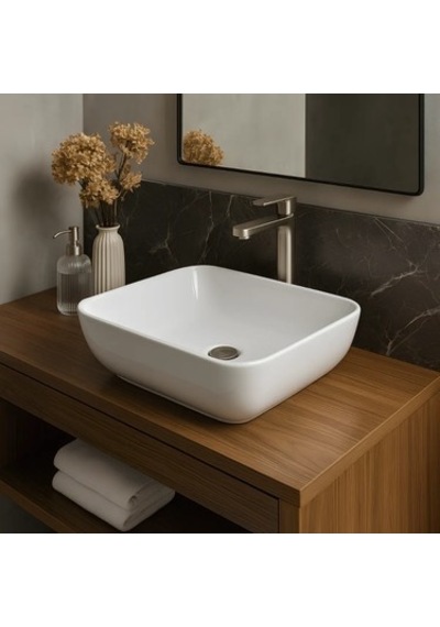 Kare Çanak Lavabo Bataryası 40x40 Cm, Deliksiz Tasarım 508 Yeşil