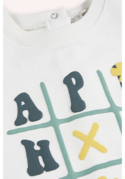 Kız Bebek Baskılı Ekru Sweatshirt Çok Renkli