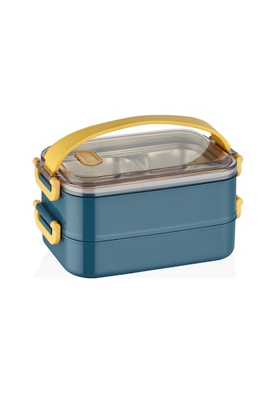 Vagonlife Bento Lunch Box Sefer Tası 2 Kat Taşıma Kulplu Çelik Ff367 Pudra