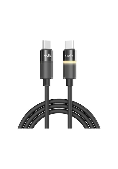 Type C Hızlı Şarj Kablosu Type-c To Type-c, 60w, 480 Mbps, 1.2m, Pd, Led Işıklı Siyah